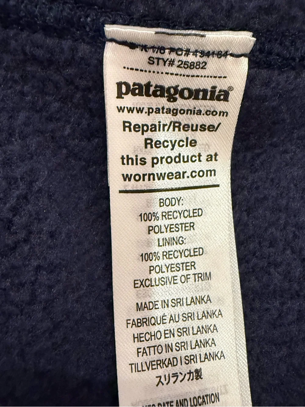 Patagonia Men’s Better Sweater Full Zip Fleece Vest Navy Blue Size XXL